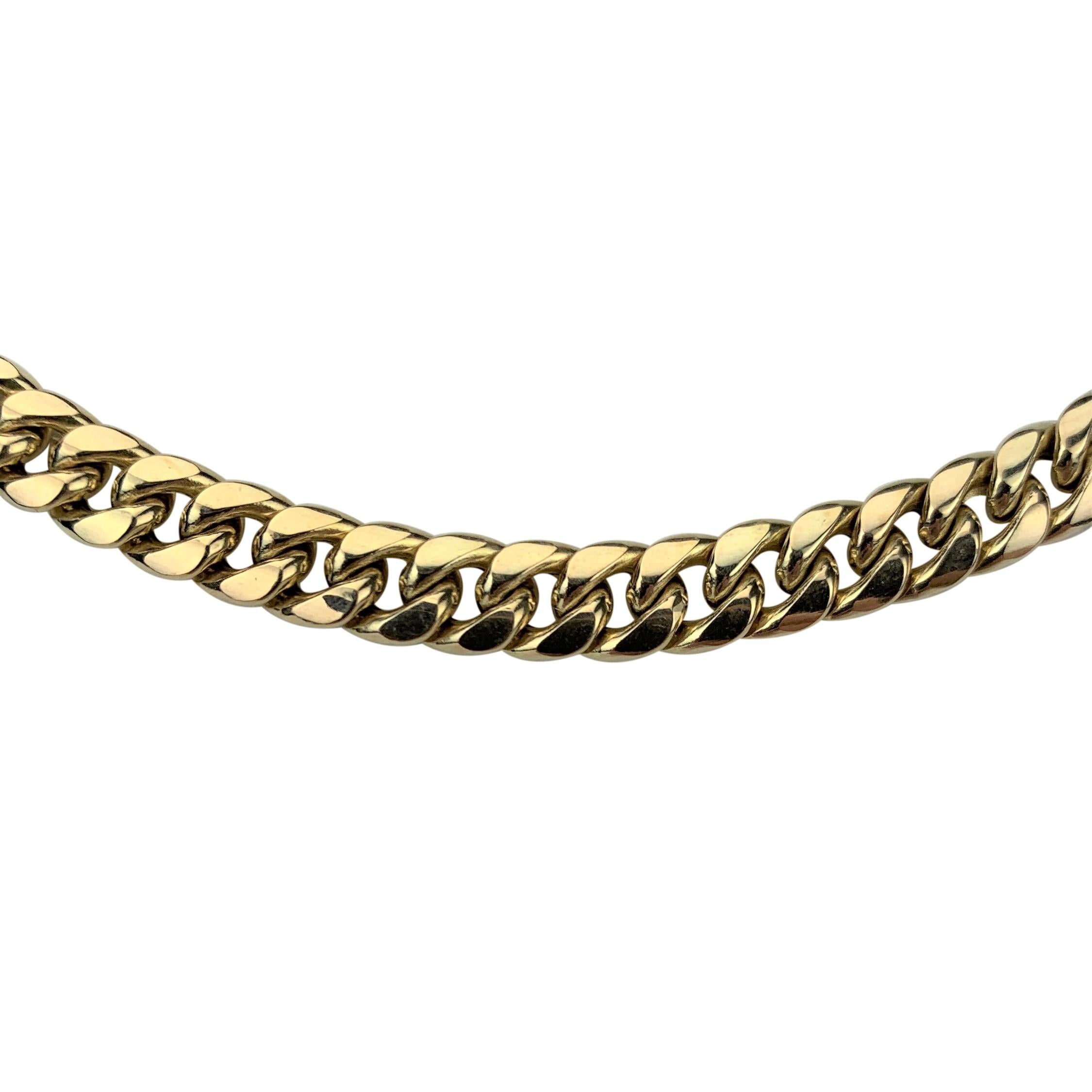 Women's or Men's 10 Karat Yellow Gold Hollow Cuban Curb Link Chain Necklace