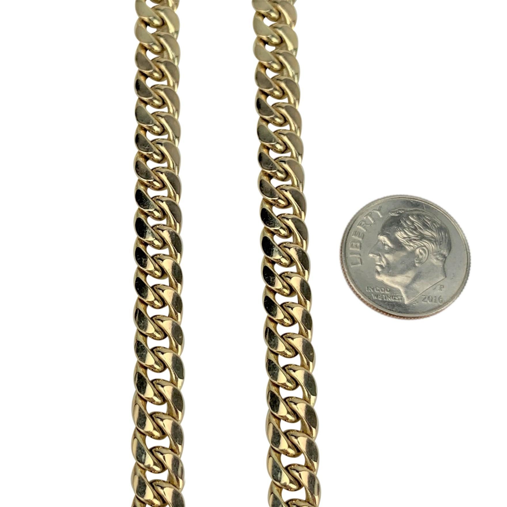 10 Karat Yellow Gold Hollow Cuban Curb Link Chain Necklace 1