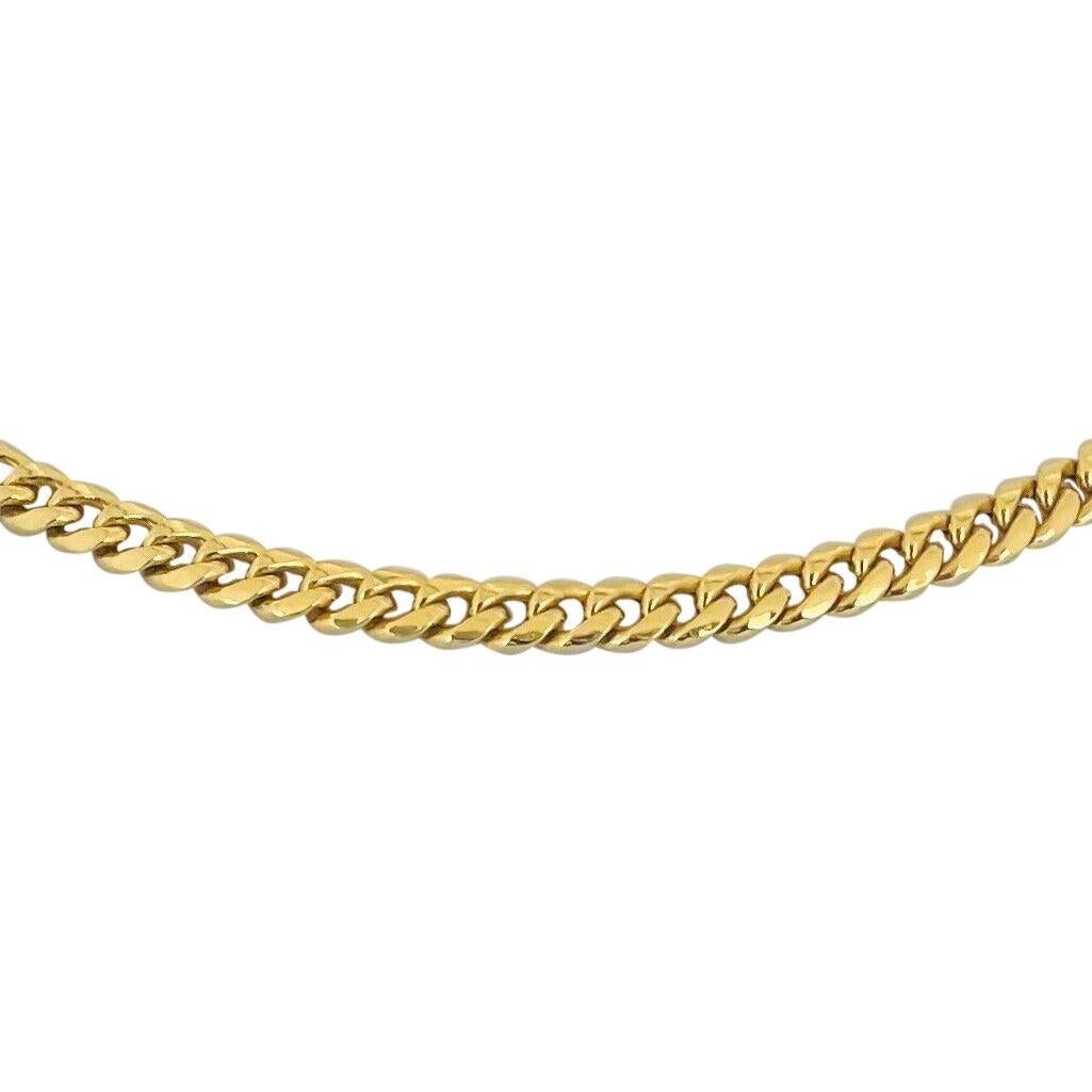 10 Karat Yellow Gold Hollow Cuban Curb Link Chain Necklace Italy In Good Condition In Guilford, CT