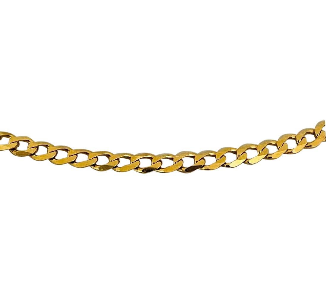 Collier à maillons creux à maillons plats en or jaune 10 carats, Turquie Bon état à Guilford, CT