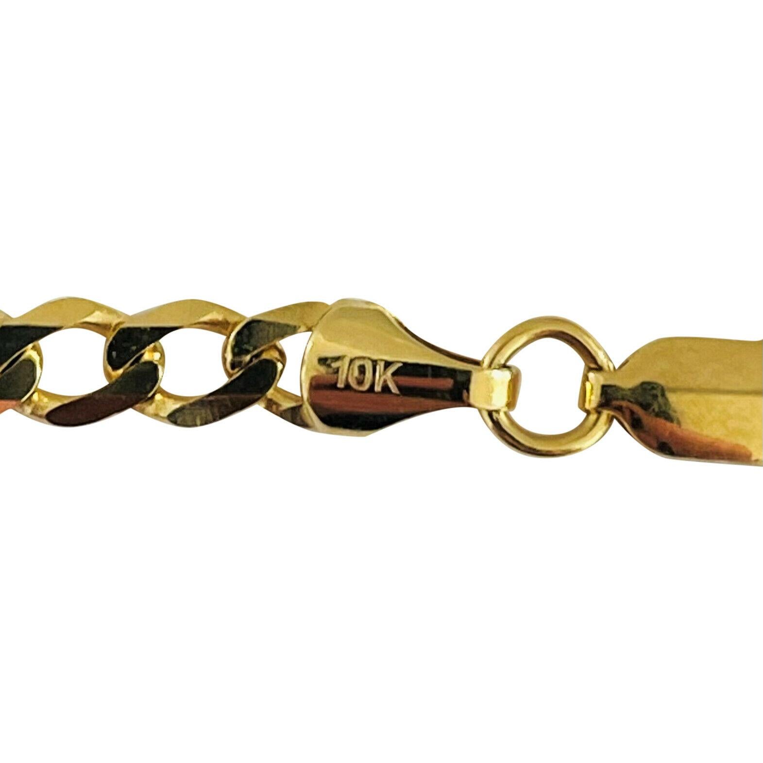 Women's or Men's 10 Karat Yellow Gold Hollow Flat Curb Link Chain Necklace Turkey 