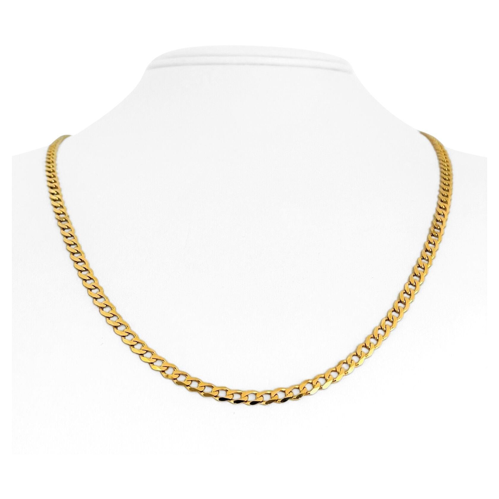 10 Karat Yellow Gold Hollow Flat Curb Link Chain Necklace Turkey 