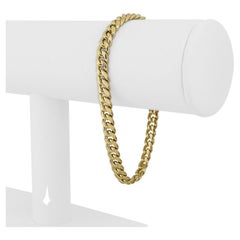 10 Karat Yellow Gold Hollow Light Cuban Curb Link Bracelet, Italy