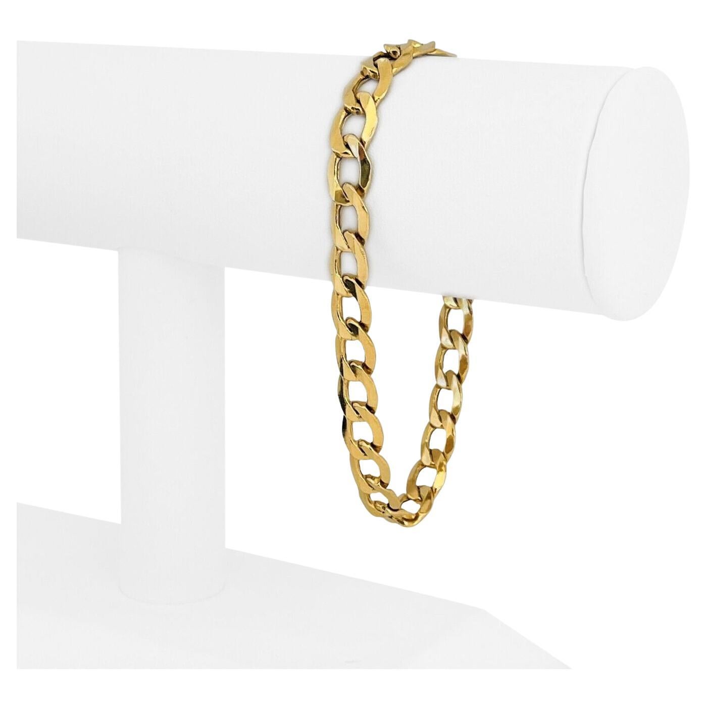 Italian 18 Karat Yellow Gold Hollow Curb Link Bracelet at 1stDibs