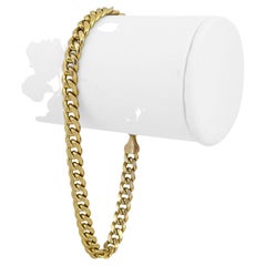 10 Karat Yellow Gold Hollow Light Men's Curb Link Bracelet Italy
