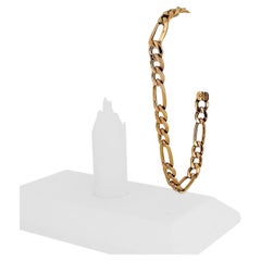 Bracelet à maillons Figaro creux en or jaune 10 carats pour hommes, Italie