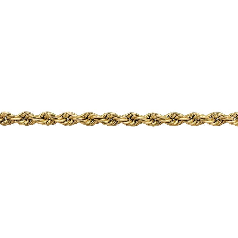 10 Karat Yellow Gold Hollow Light Rope Chain Necklace For Sale at 1stDibs