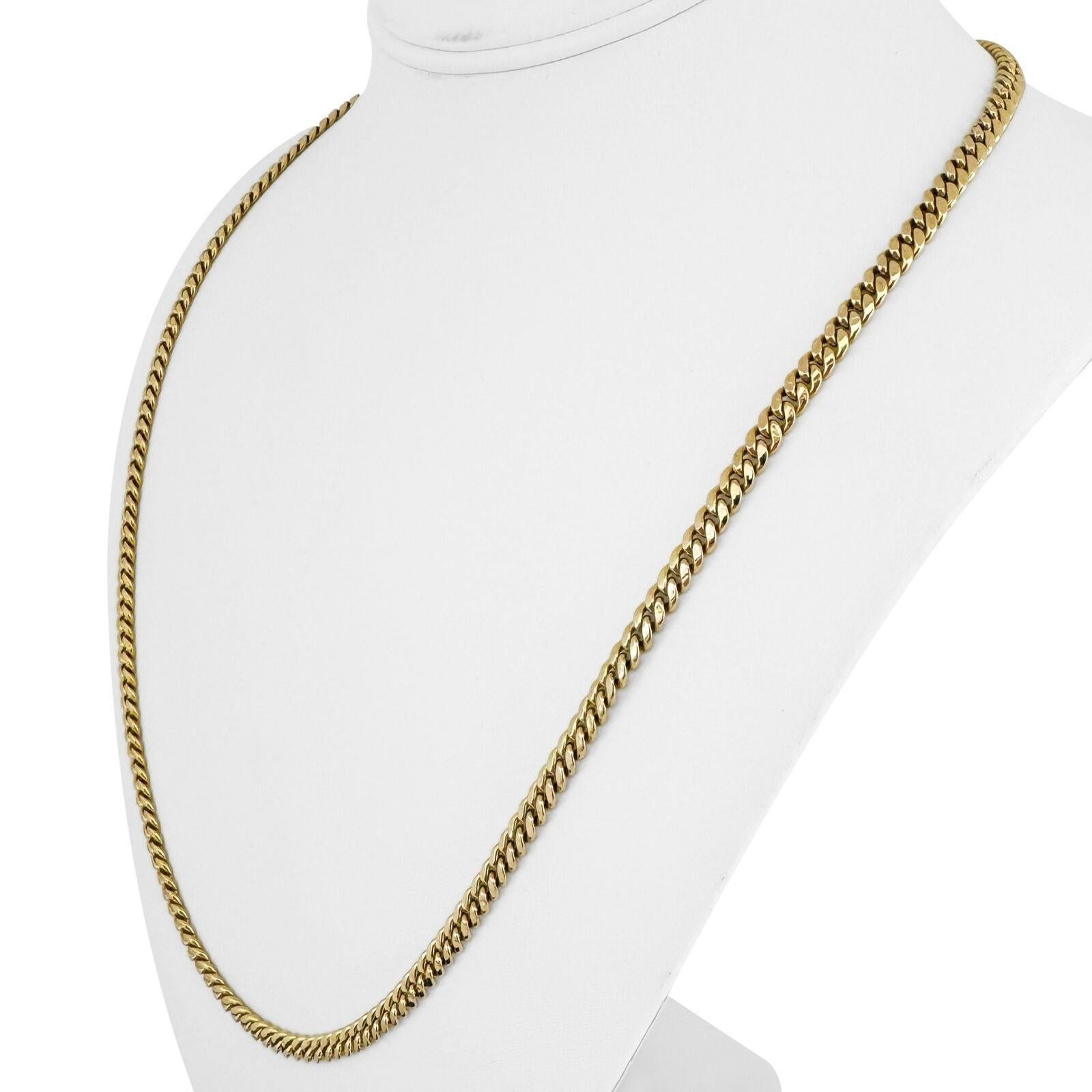 10k Yellow Gold 13.3g Hollow Polished 4mm Cuban Link Chain Necklace 24