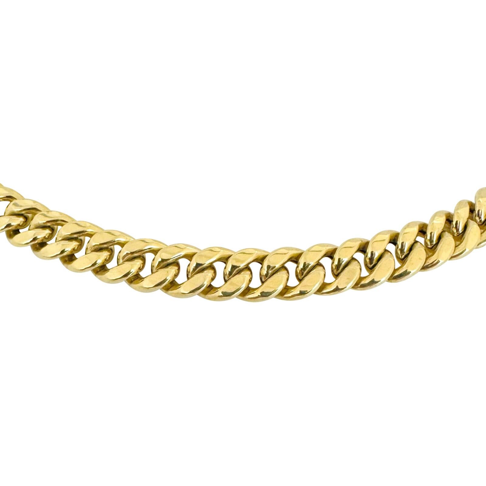 10 Karat Yellow Gold Hollow Polished Cuban Link Chain Necklace  In Good Condition In Guilford, CT