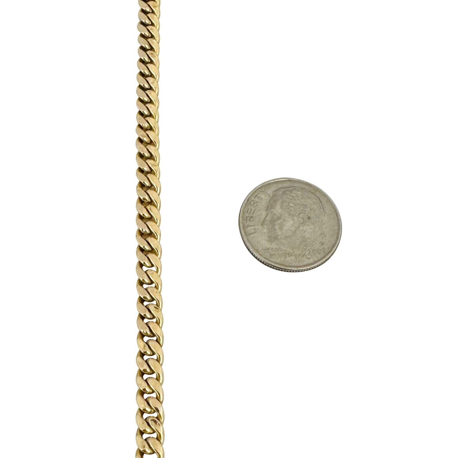 10 Karat Yellow Gold Hollow Polished Cuban Link Chain Necklace  For Sale 1