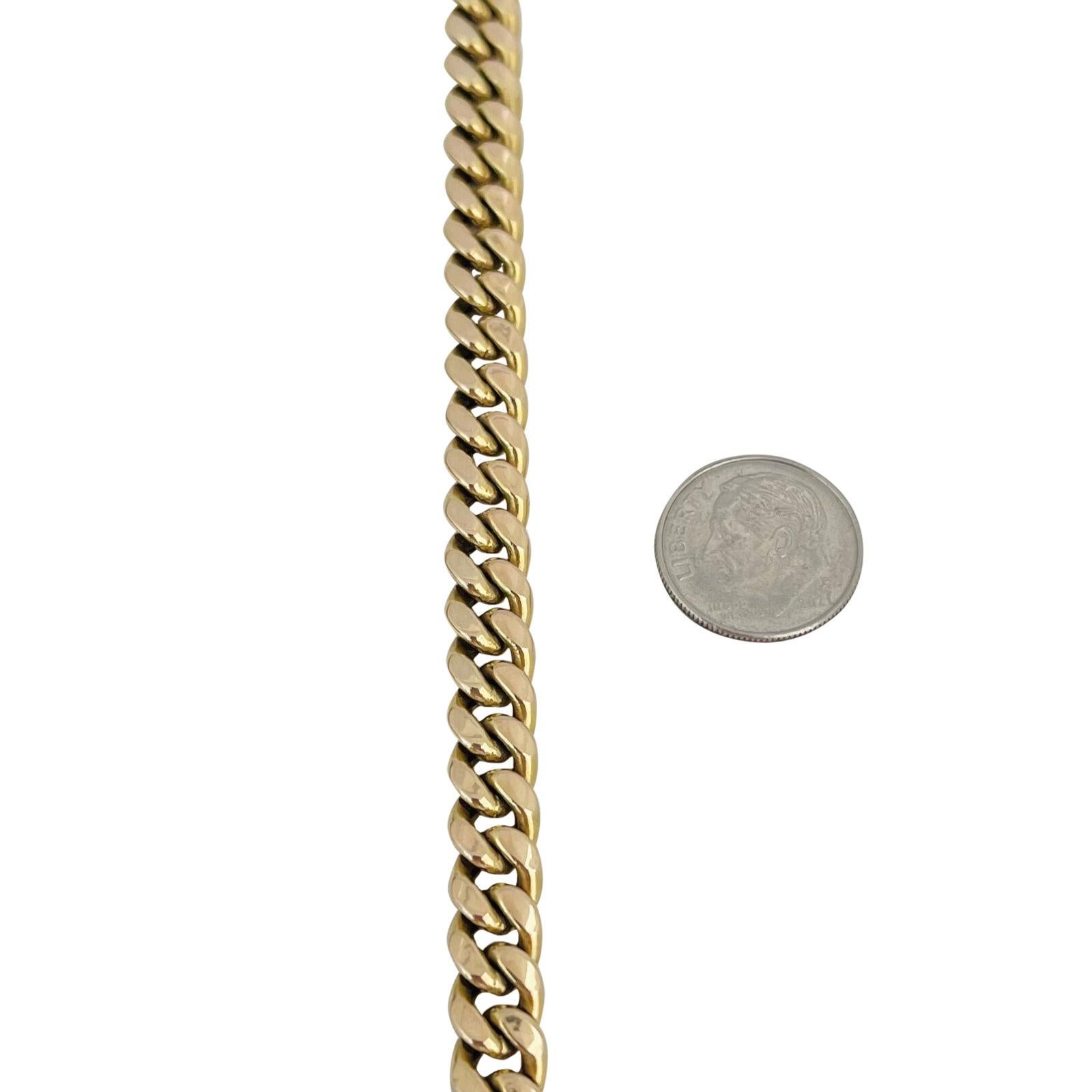 Women's or Men's 10 Karat Yellow Gold Hollow Polished Curb Cuban Link Chain Necklace