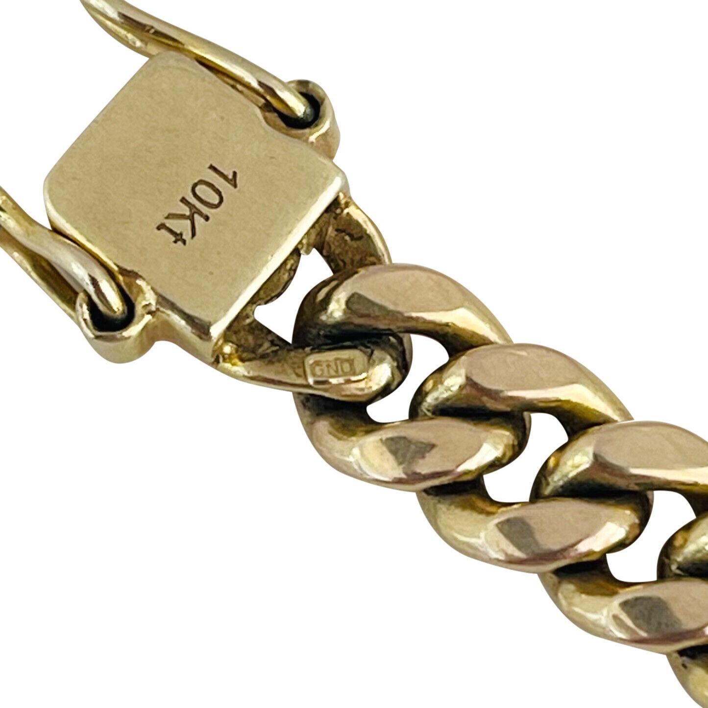 10 Karat Yellow Gold Hollow Polished Curb Cuban Link Chain Necklace 3
