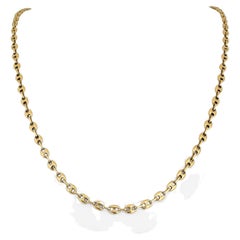 10 Karat Yellow Gold Hollow Puffy Mariner Gucci Link Chain Necklace