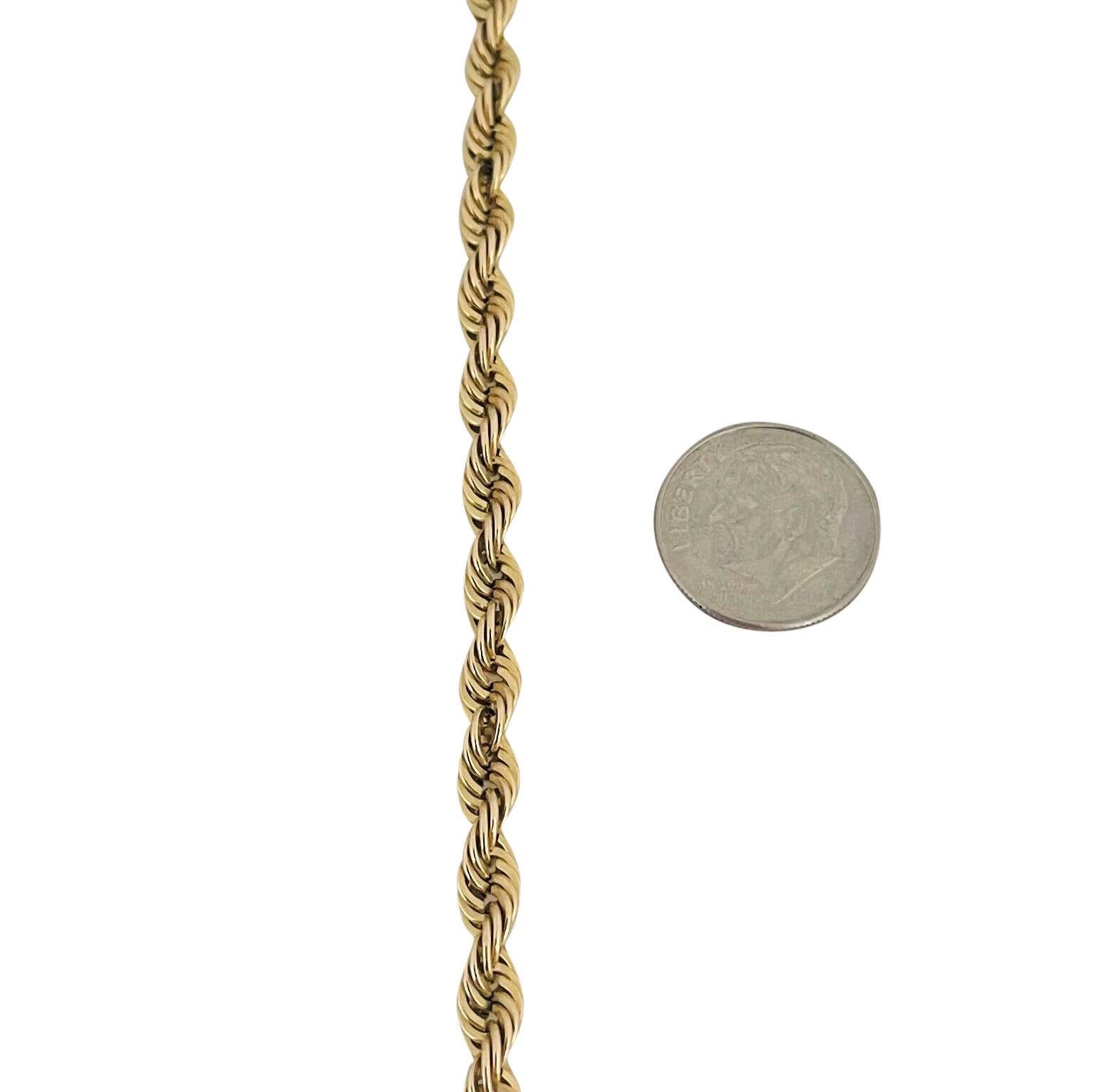 10 Karat Yellow Gold Hollow Rope Chain Necklace Turkey at 1stDibs