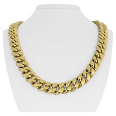 10 Karat Yellow Gold Hollow Thick Cuban Curb Link Chain Necklace