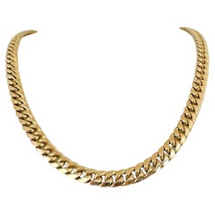 10 Karat Yellow Gold Hollow Thick Cuban Link Chain Necklace 