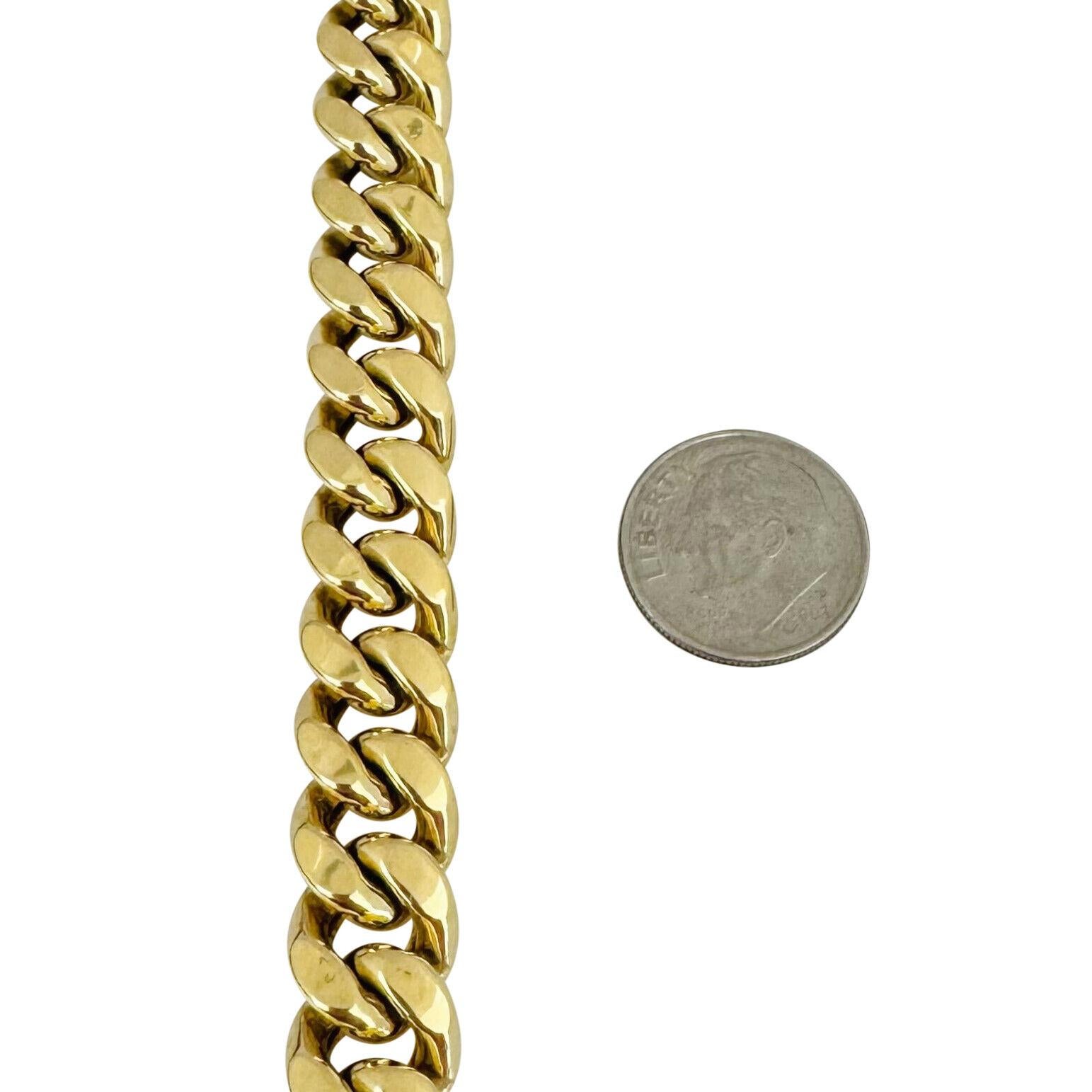 10 Karat Yellow Gold Hollow Thick Long Cuban Link Chain Necklace  1