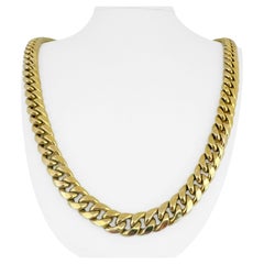 Used 10 Karat Yellow Gold Hollow Thick Men's Cuban Link Chain Necklace 