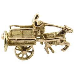 Vintage 10 Karat Yellow Gold Horse and Cart Charm