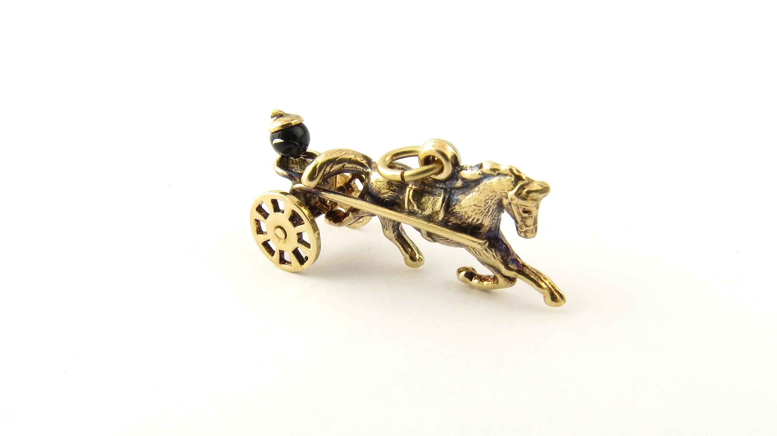 Women's 10 Karat Yellow Gold Horse and Sulky with Driver Charm