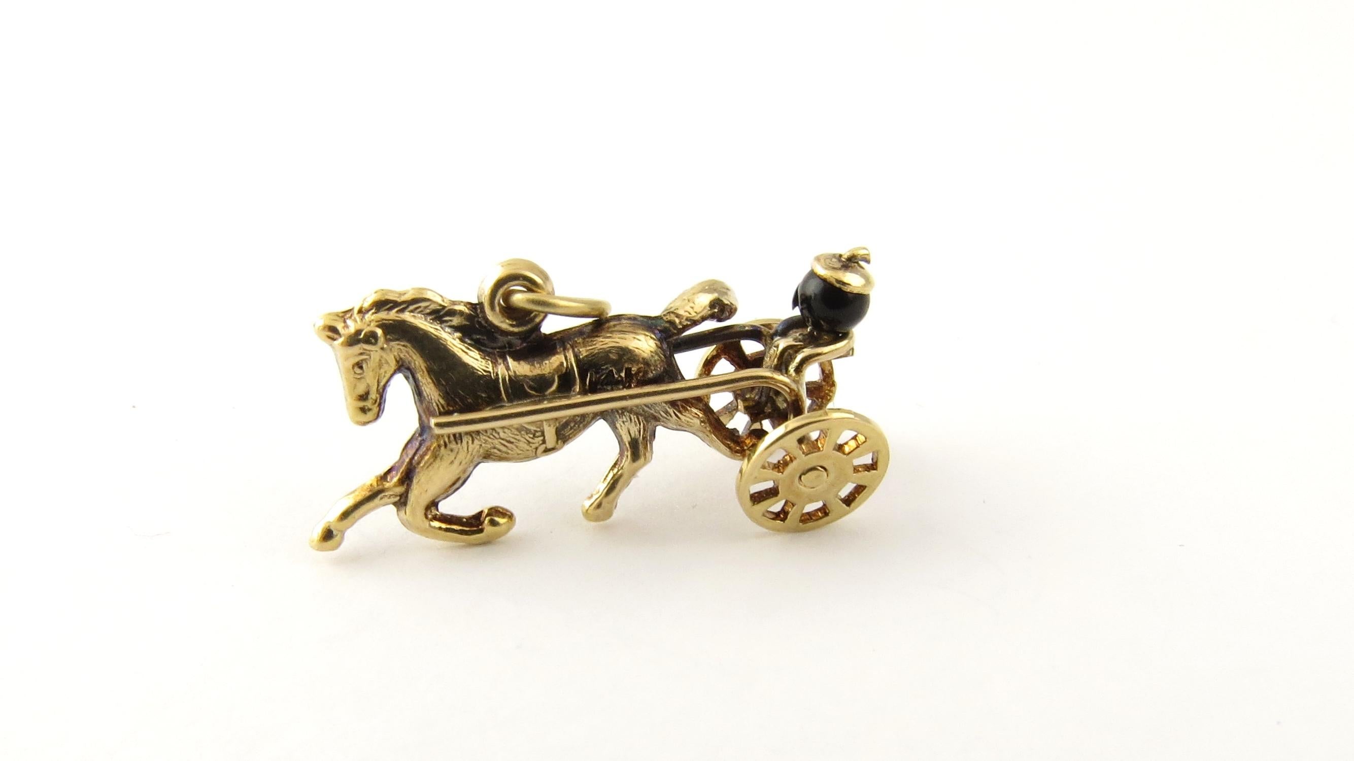 10 Karat Yellow Gold Horse and Sulky with Driver Charm 1
