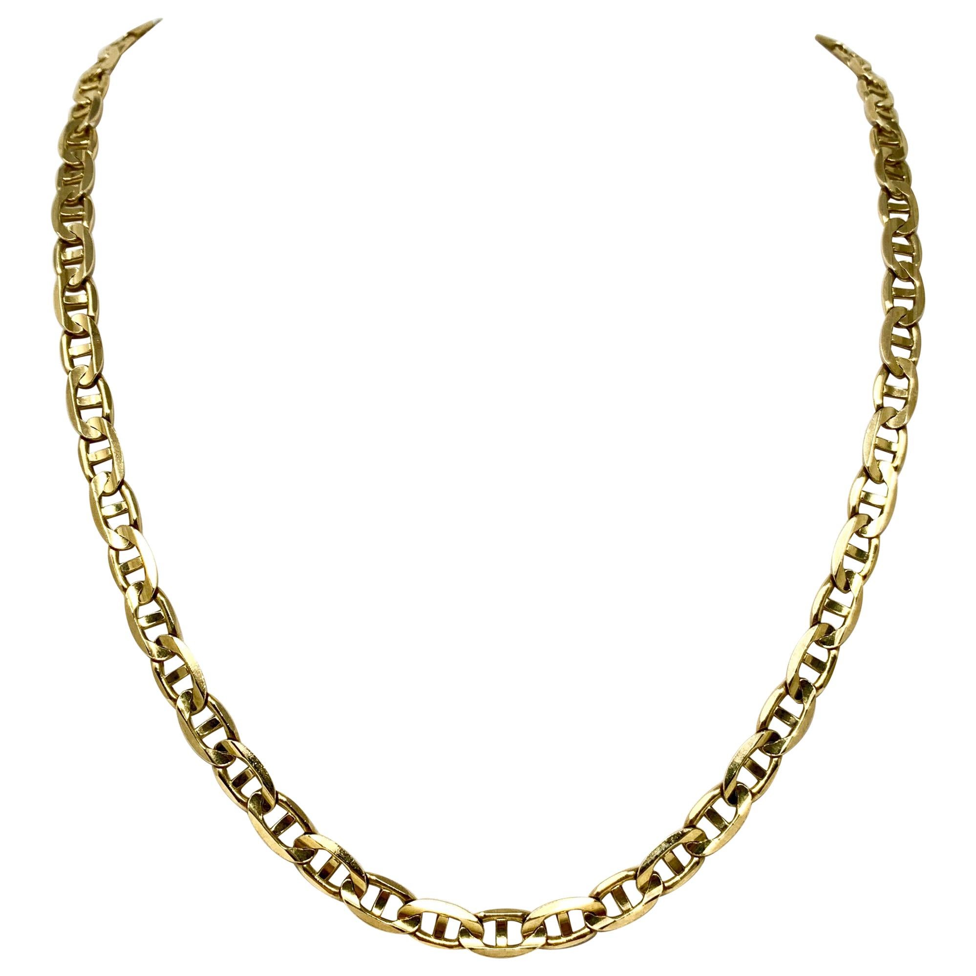 10 Karat Yellow Gold Italian Gucci Mariner Link Chain Necklace