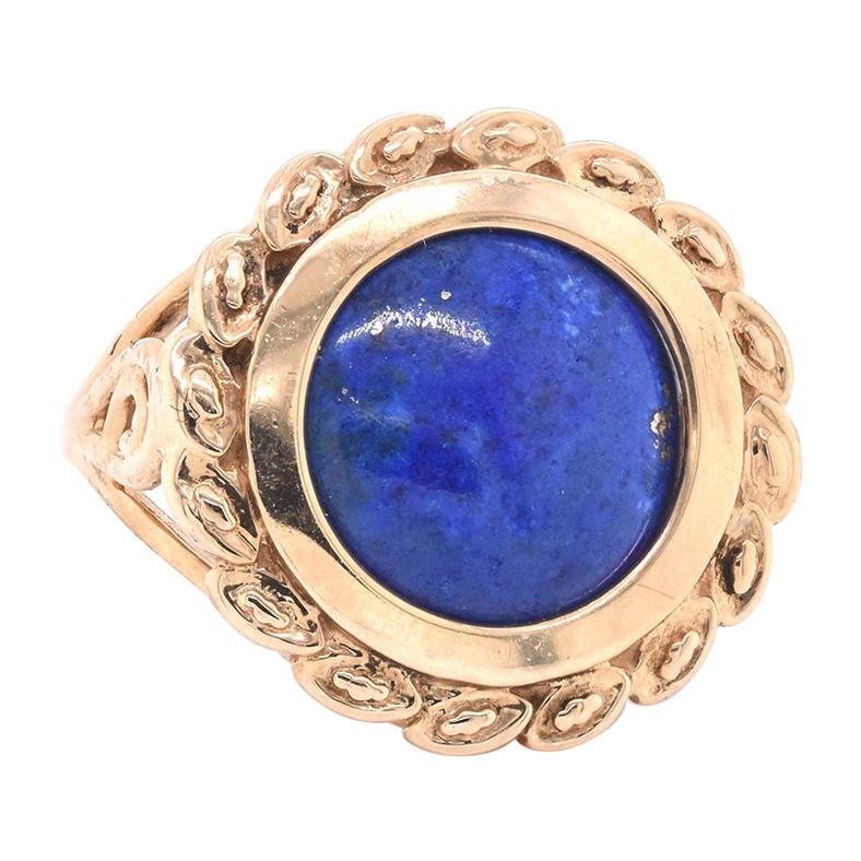 10 Karat Yellow Gold Lapis Lazuli Ring For Sale