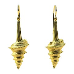 14 Karat Yellow Gold Turris Shell Earring Dangles