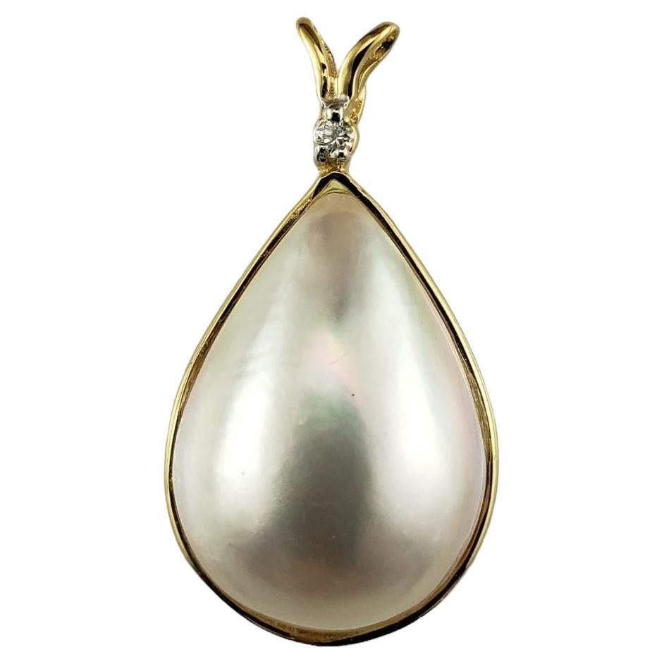 10 Karat Yellow Gold Mabe Pearl and Diamond Pendant #16397