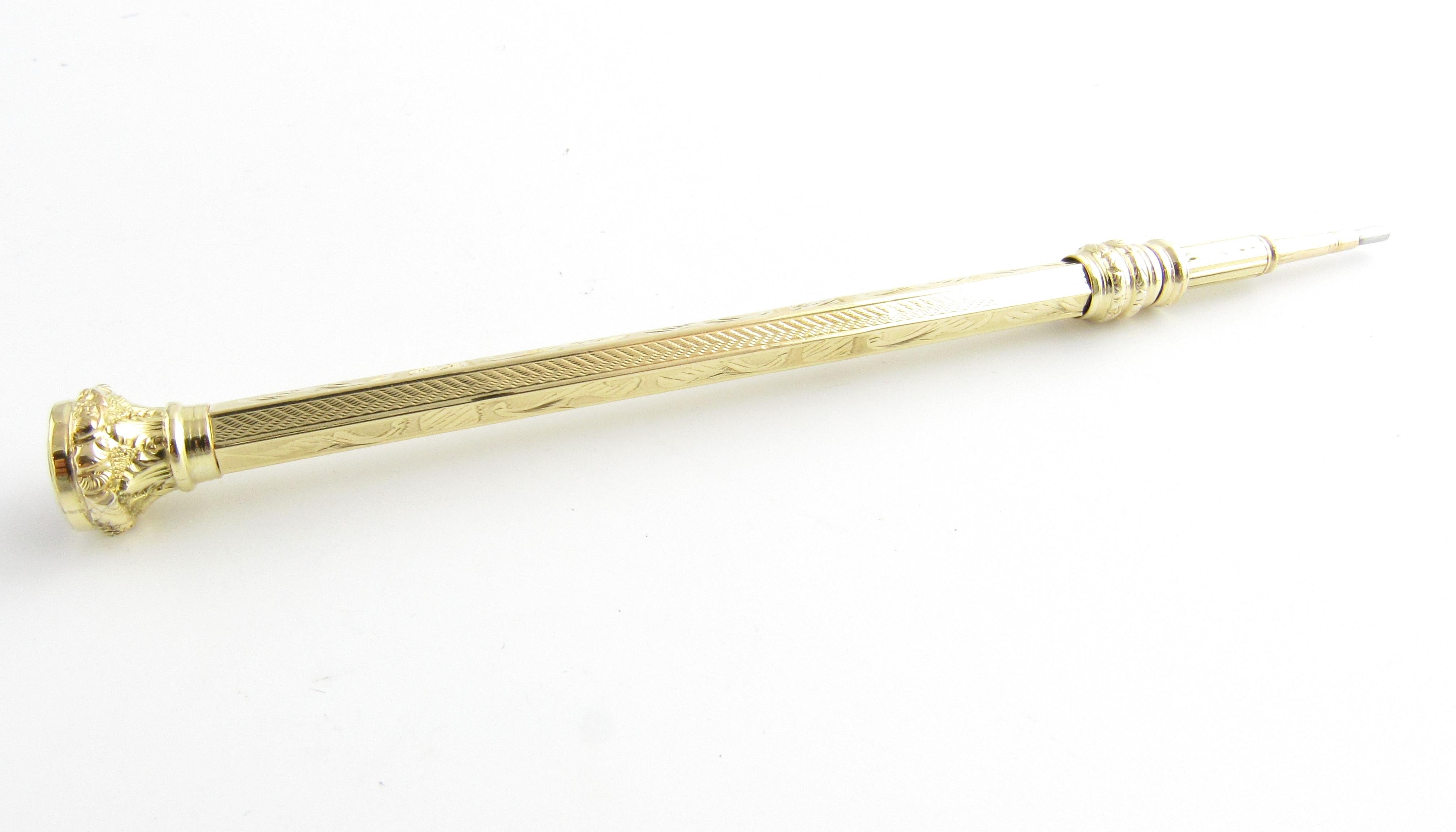 10 Karat Yellow Gold Mechanical Pencil In Good Condition For Sale In Washington Depot, CT