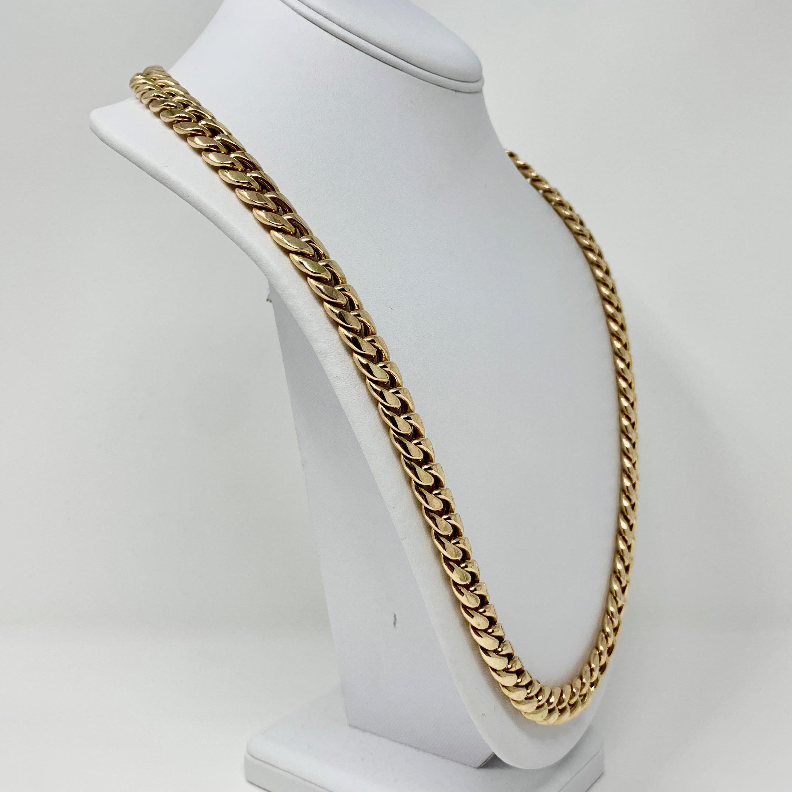 10k Yellow Gold 78.5g Heavy Hollow 11mm Cuban Curb Link Chain Necklace 28