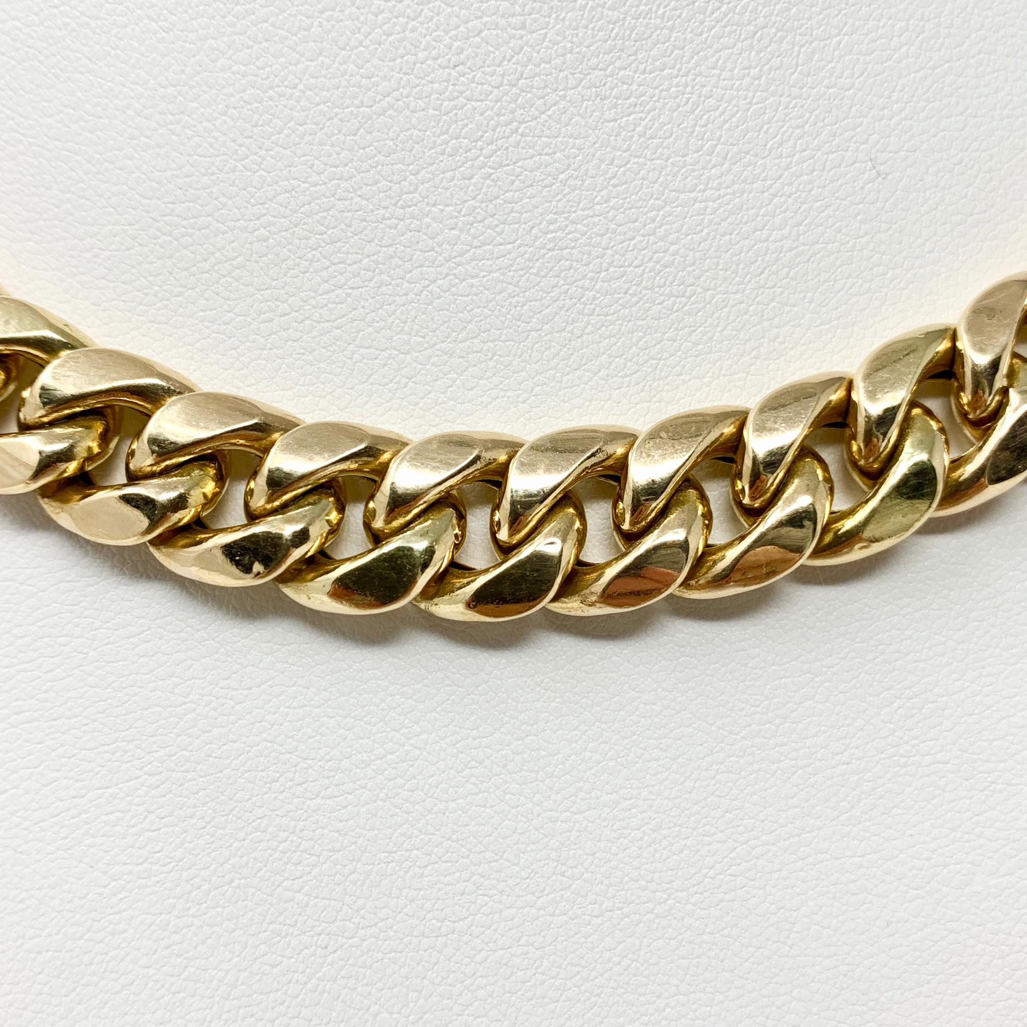 10 Karat Yellow Gold Men's Cuban Curb Link Chain Necklace In Good Condition In Guilford, CT