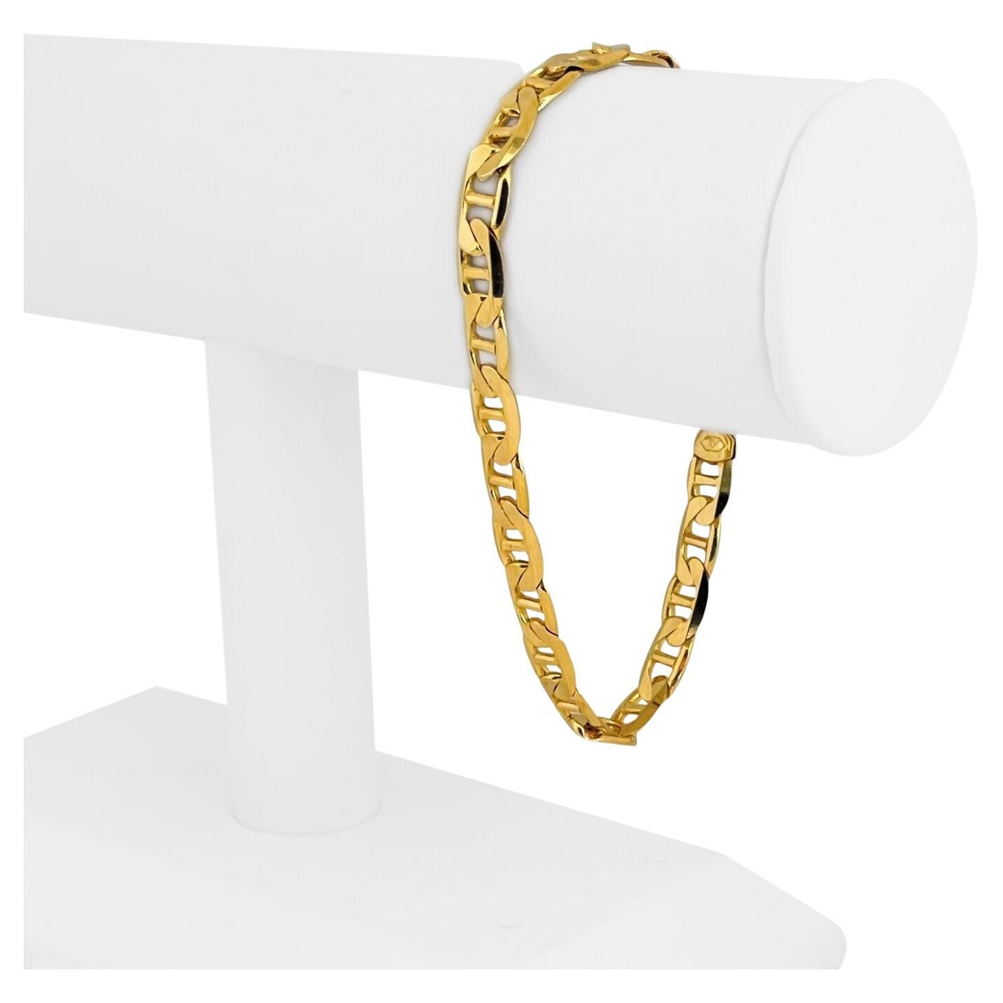 Mariner Chain Bracelet, 14 Karat Yellow Gold Anchor Italian Men's Gift