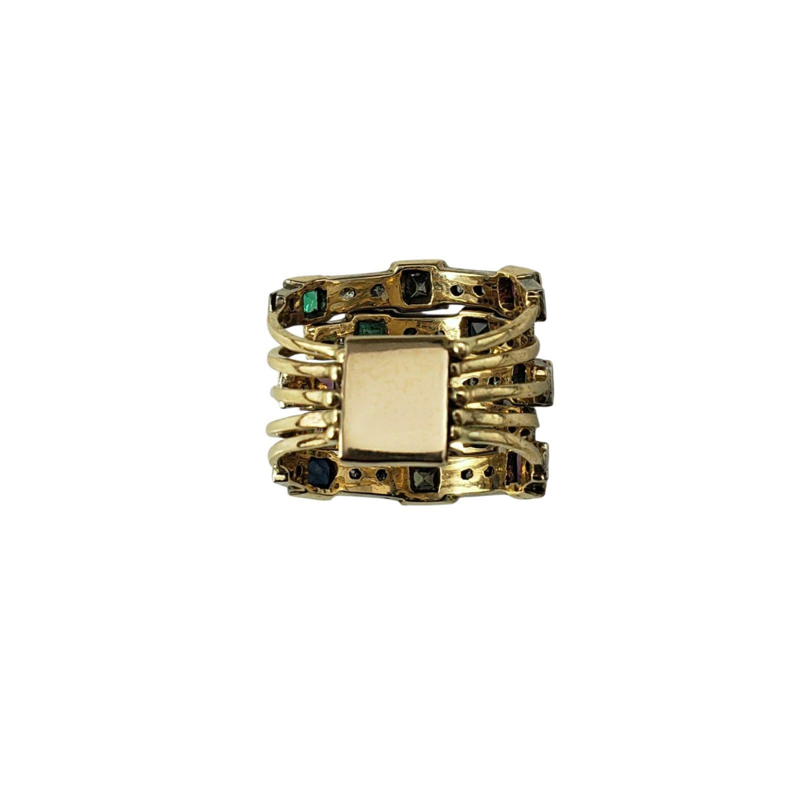 10 Karat Gelbgold mehrfarbige Steine und Diamant Ring Größe 6 #22760 Damen im Angebot