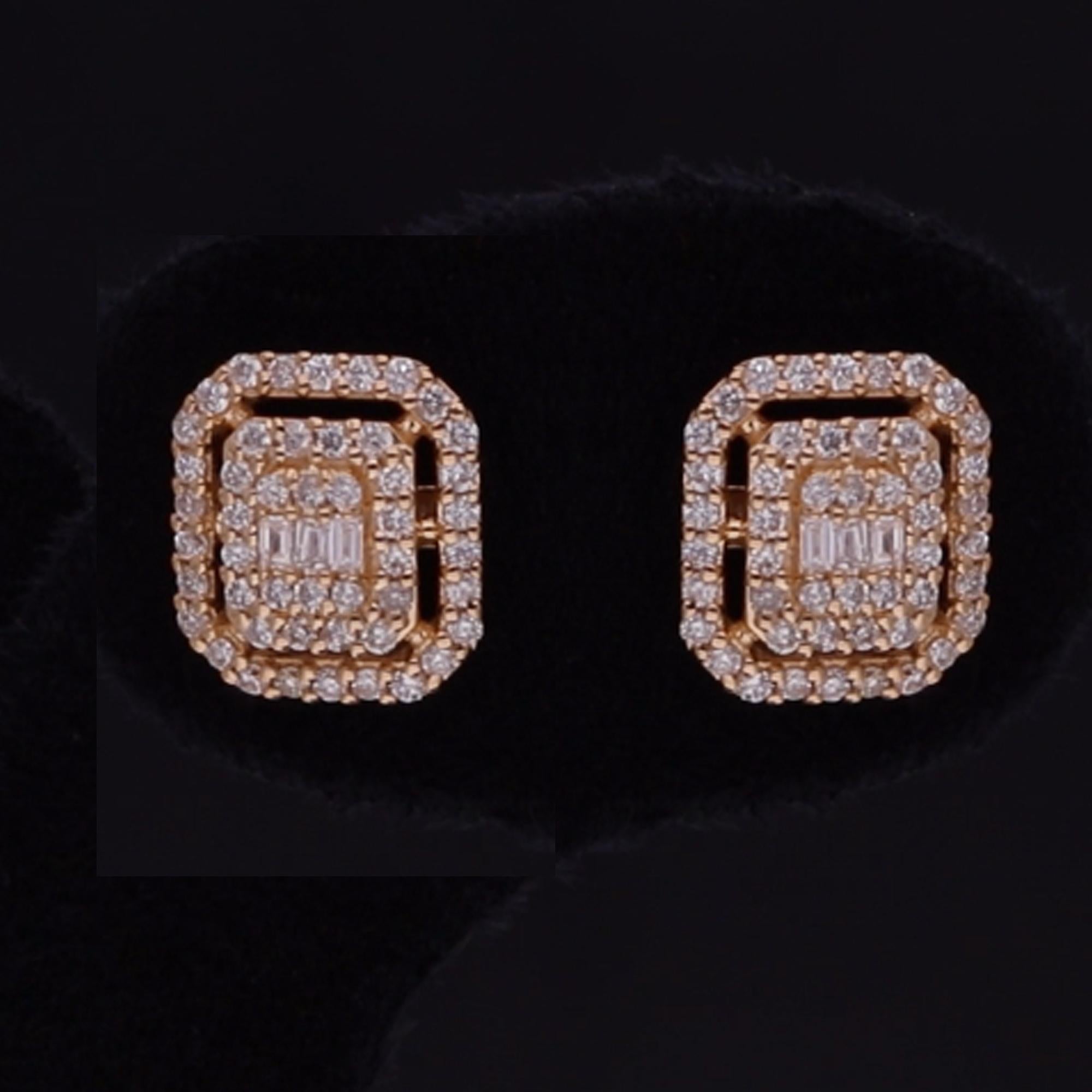 Moderne Or jaune 10 carats, naturel, 0,36 carat Boucles d'oreilles diamants Bijoux faits main en vente