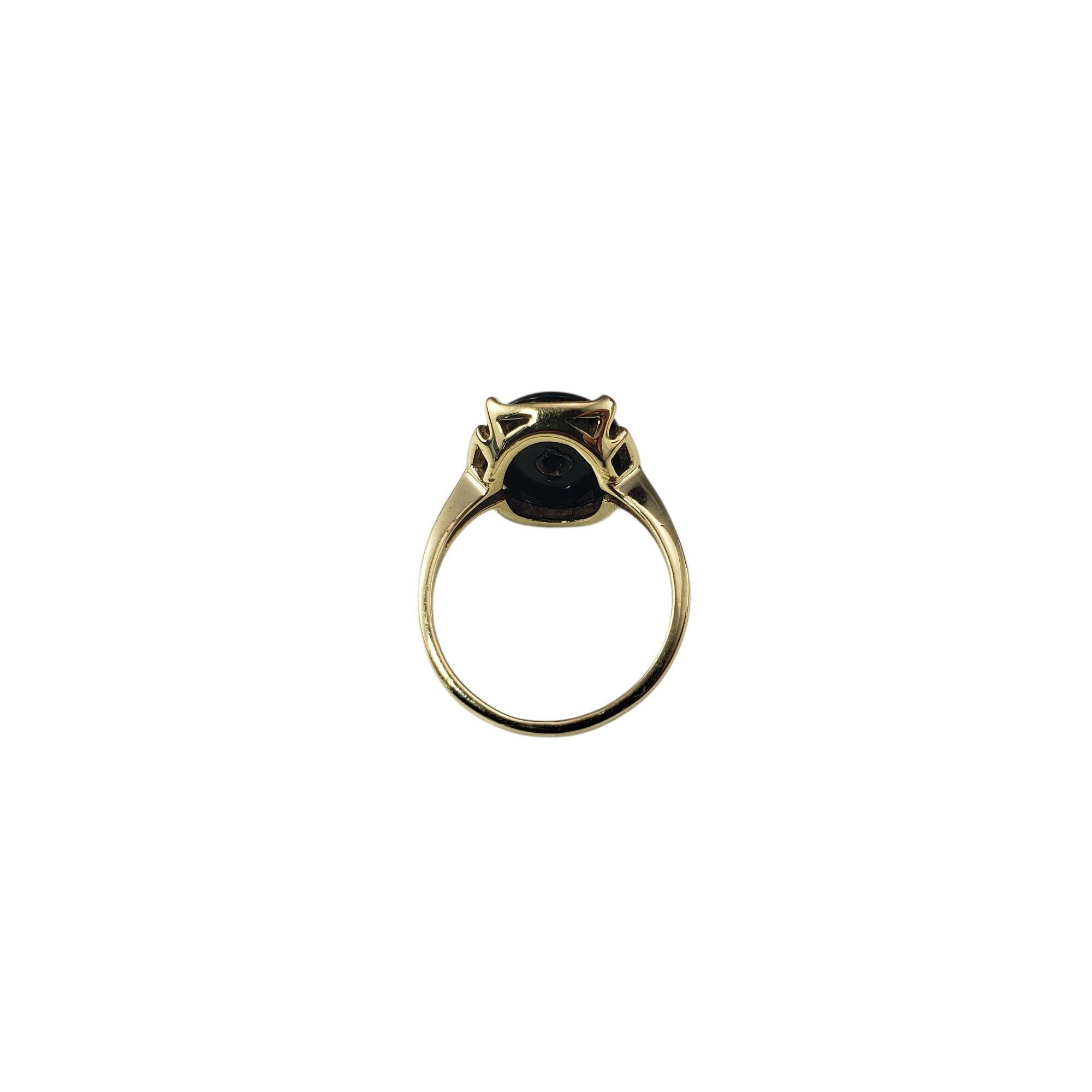 10 Karat Yellow Gold Onyx and Diamond Ring Size 5.25 #21869 Bon état - En vente à Washington Depot, CT
