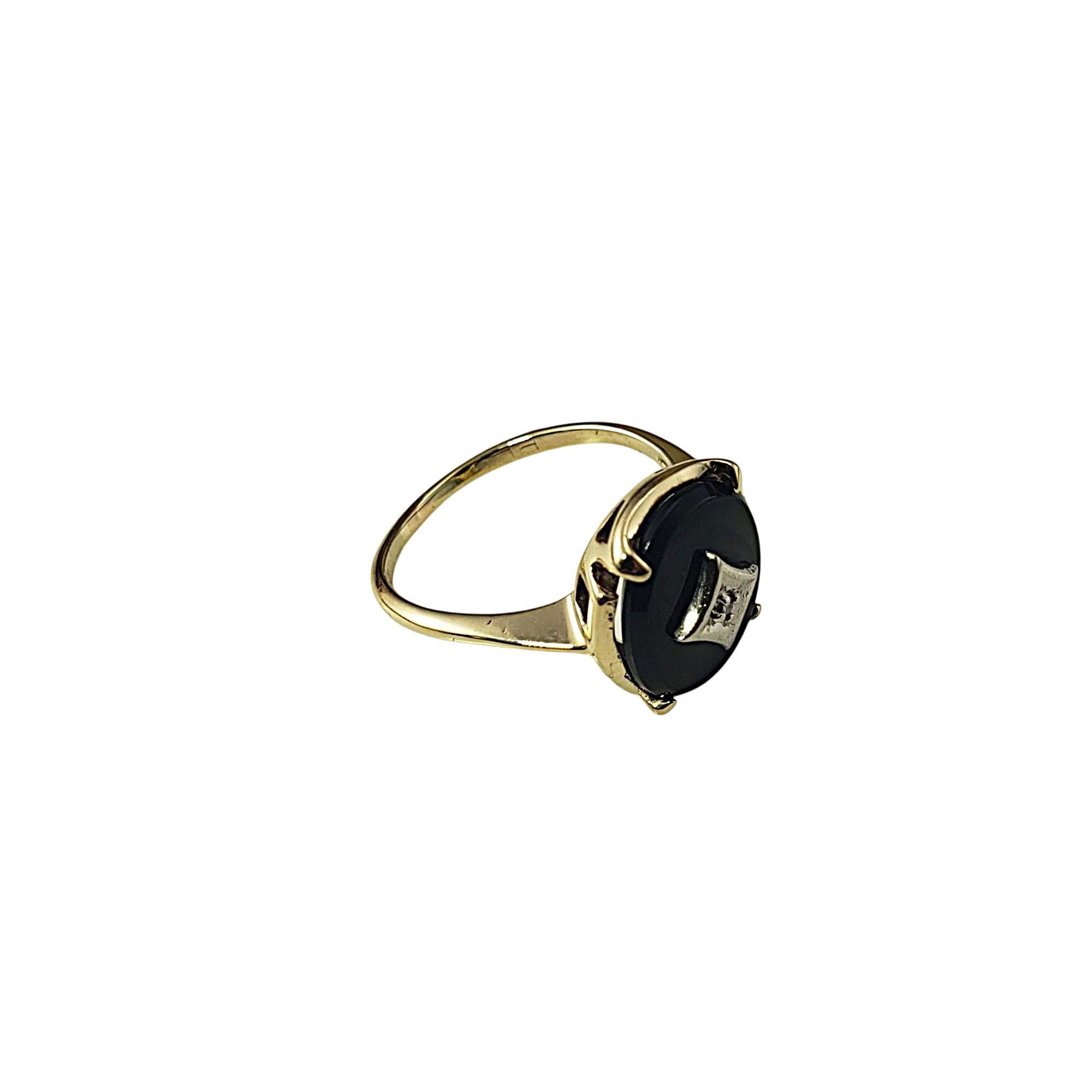 10 Karat Yellow Gold Onyx and Diamond Ring Size 5.25 #21869 Pour femmes en vente