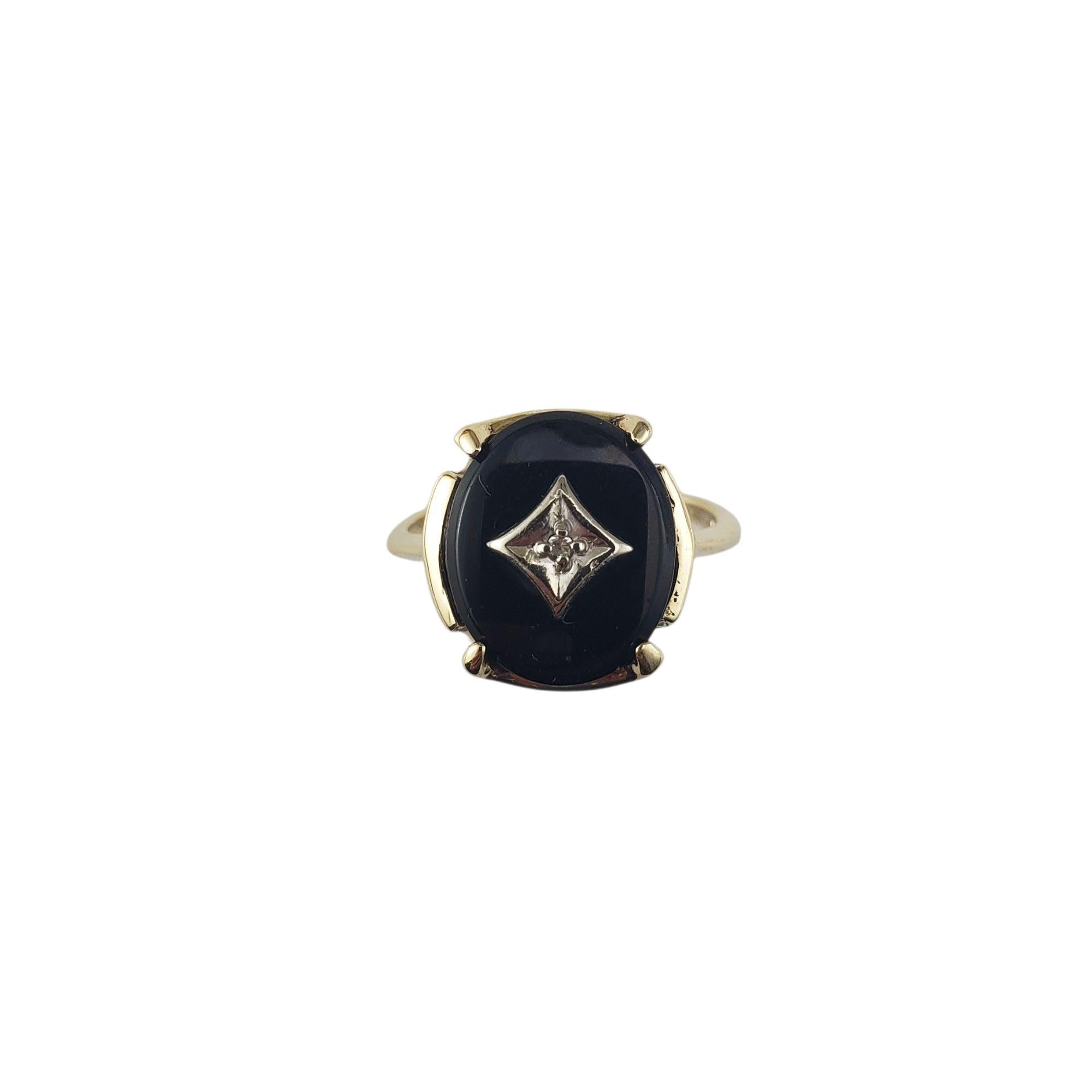 10 Karat Yellow Gold Onyx and Diamond Ring Size 5.25 #21869