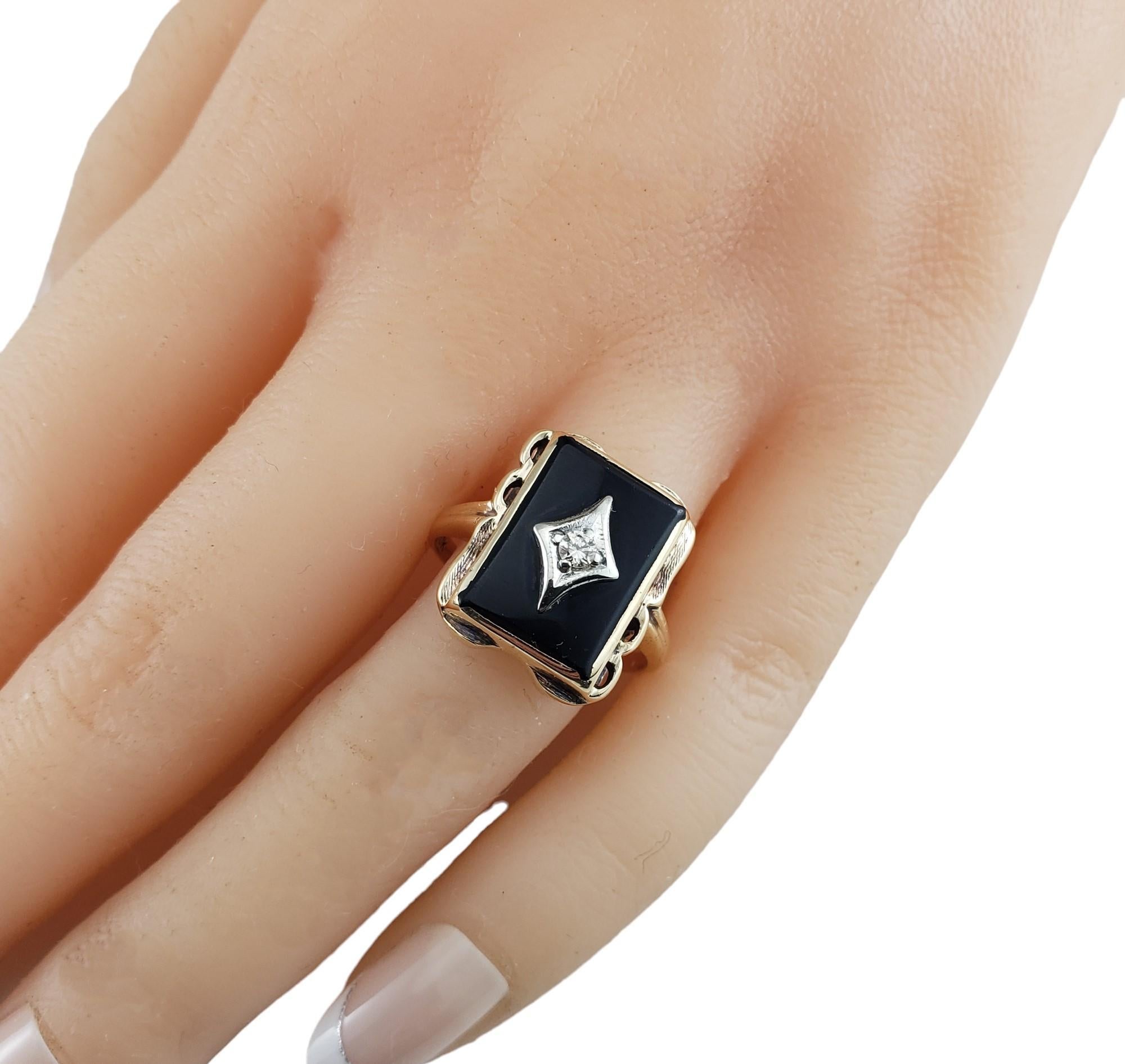 10 Karat Yellow Gold Onyx and Diamond Ring Size 7 #16076 3