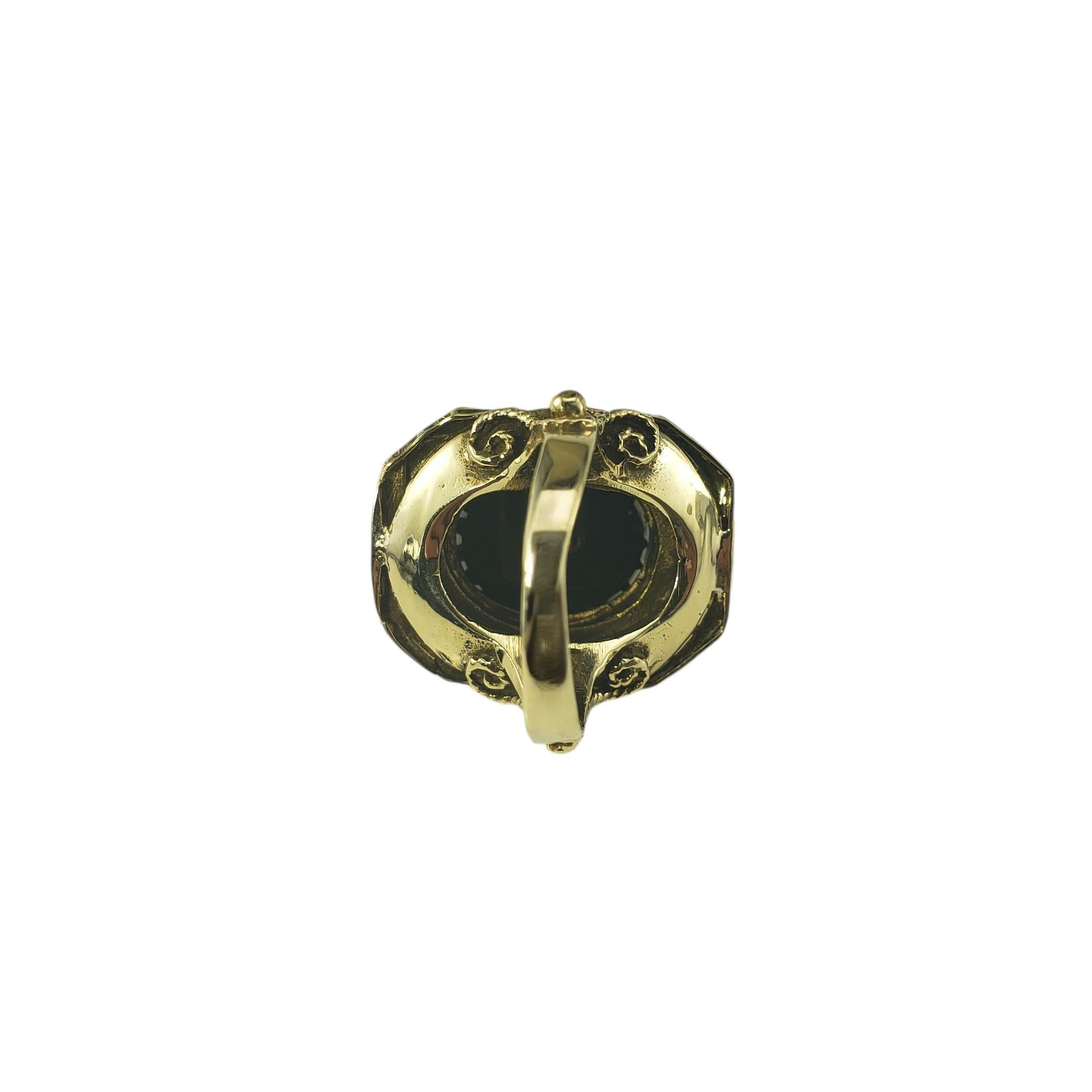 10 Karat Yellow Gold Onyx and Seed Pearl Ring Size 7 #18658 In Good Condition For Sale In Washington Depot, CT