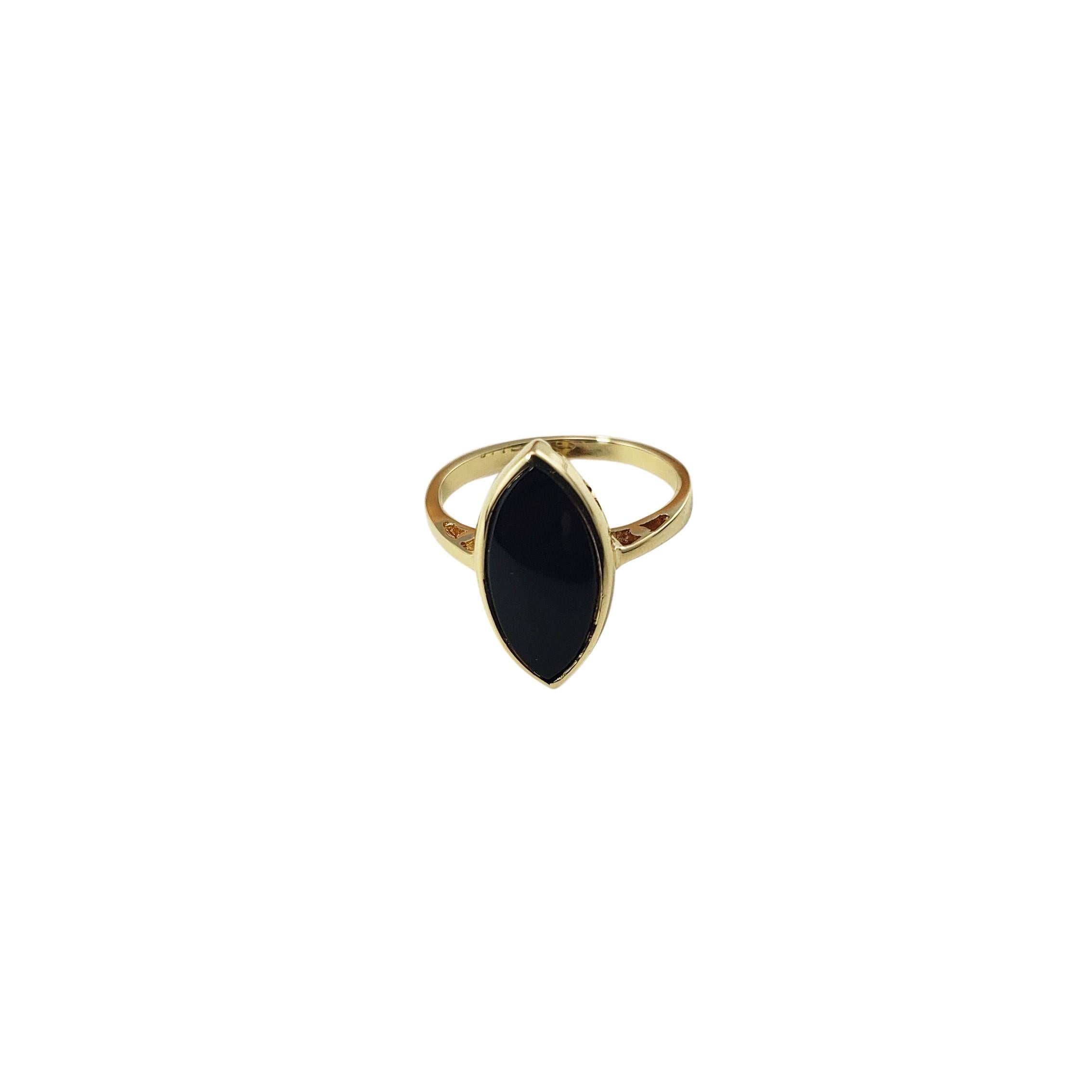 10 Karat Gelbgold Onyx Ring Größe 6 (Marquiseschliff)