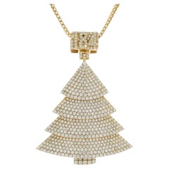 10 Karat Yellow Gold Pave Diamond “184” Pine Tree Necklace