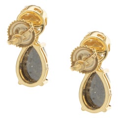 10 Karat Yellow Gold Pear Shape Galaxy Diamond Drop Earrings