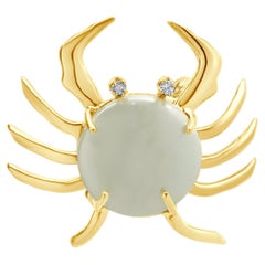 10 Karat Yellow Gold Pearl and Diamond Crab Pin