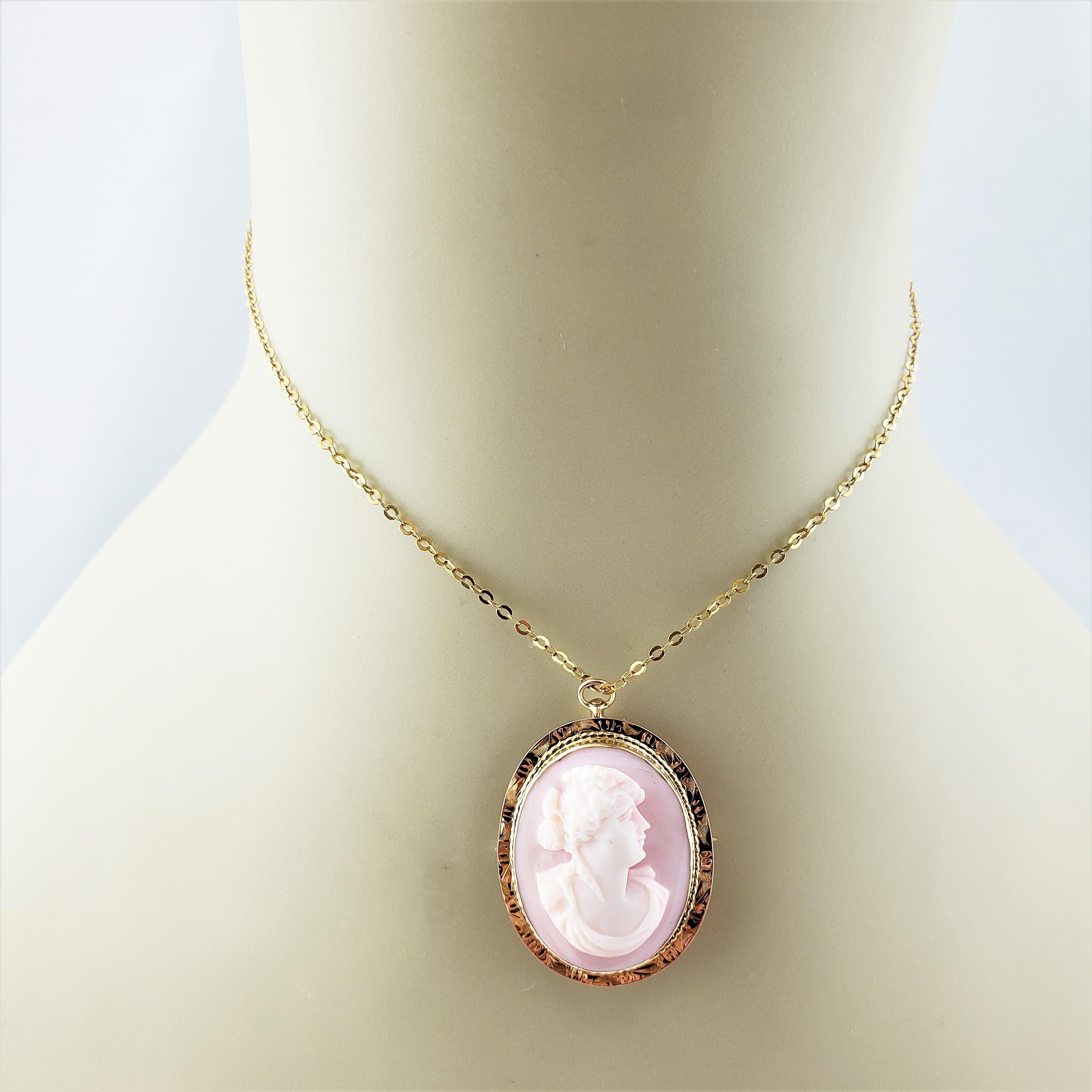 10 Karat Yellow Gold Pink Cameo Brooch/Pendant In Good Condition In Washington Depot, CT