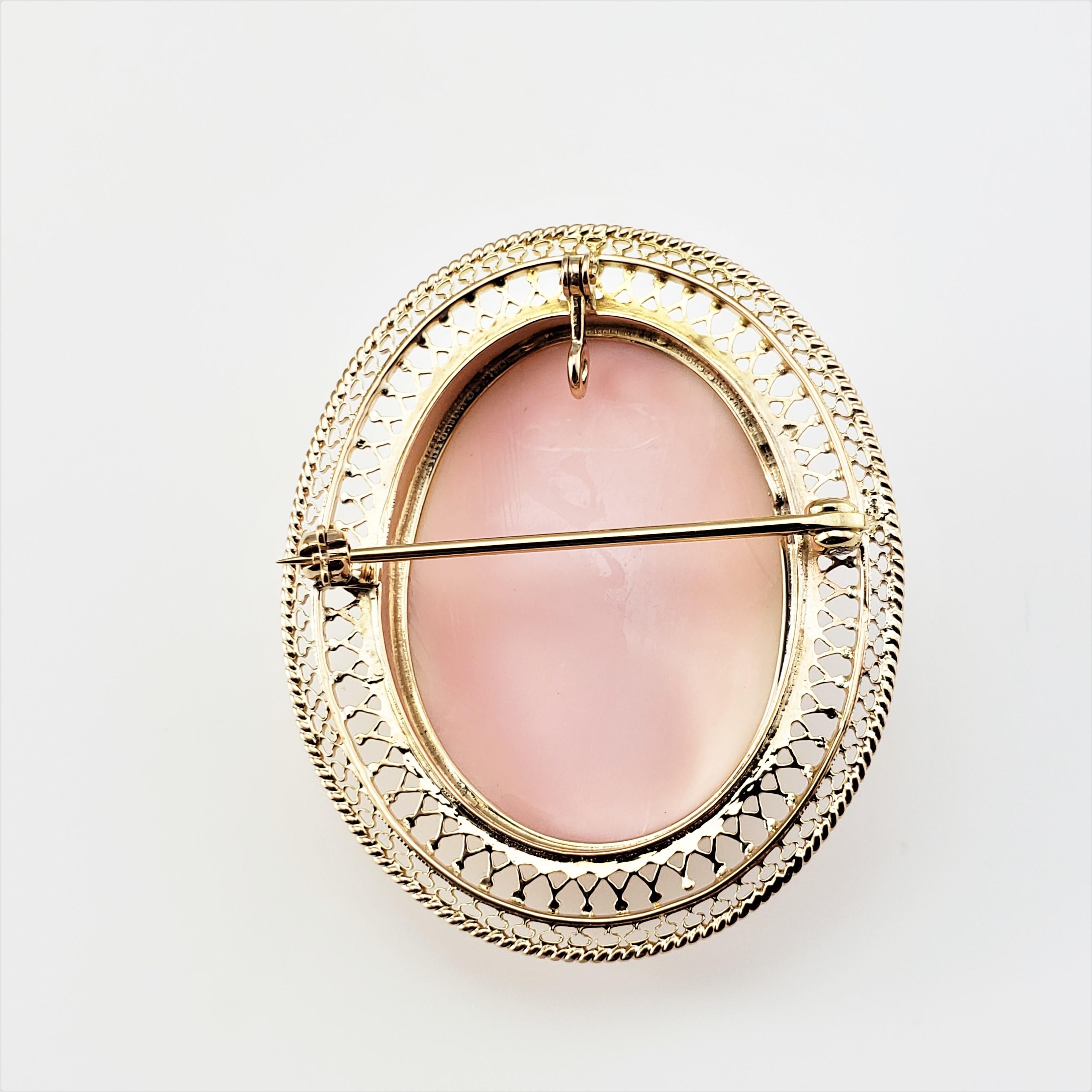 10 Karat Yellow Gold Pink Cameo Brooch/Pendant For Sale 1