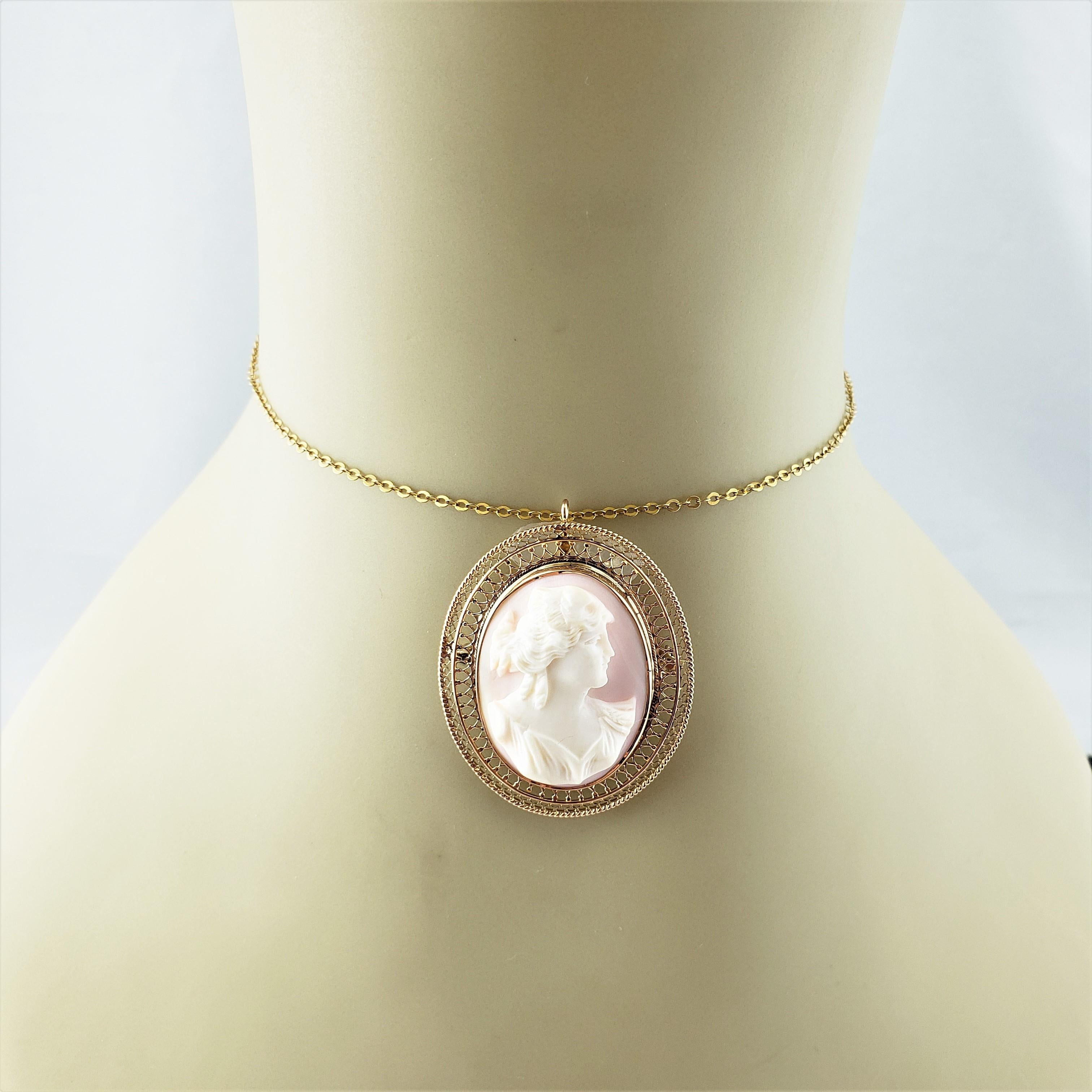 10 Karat Yellow Gold Pink Cameo Brooch/Pendant For Sale 2