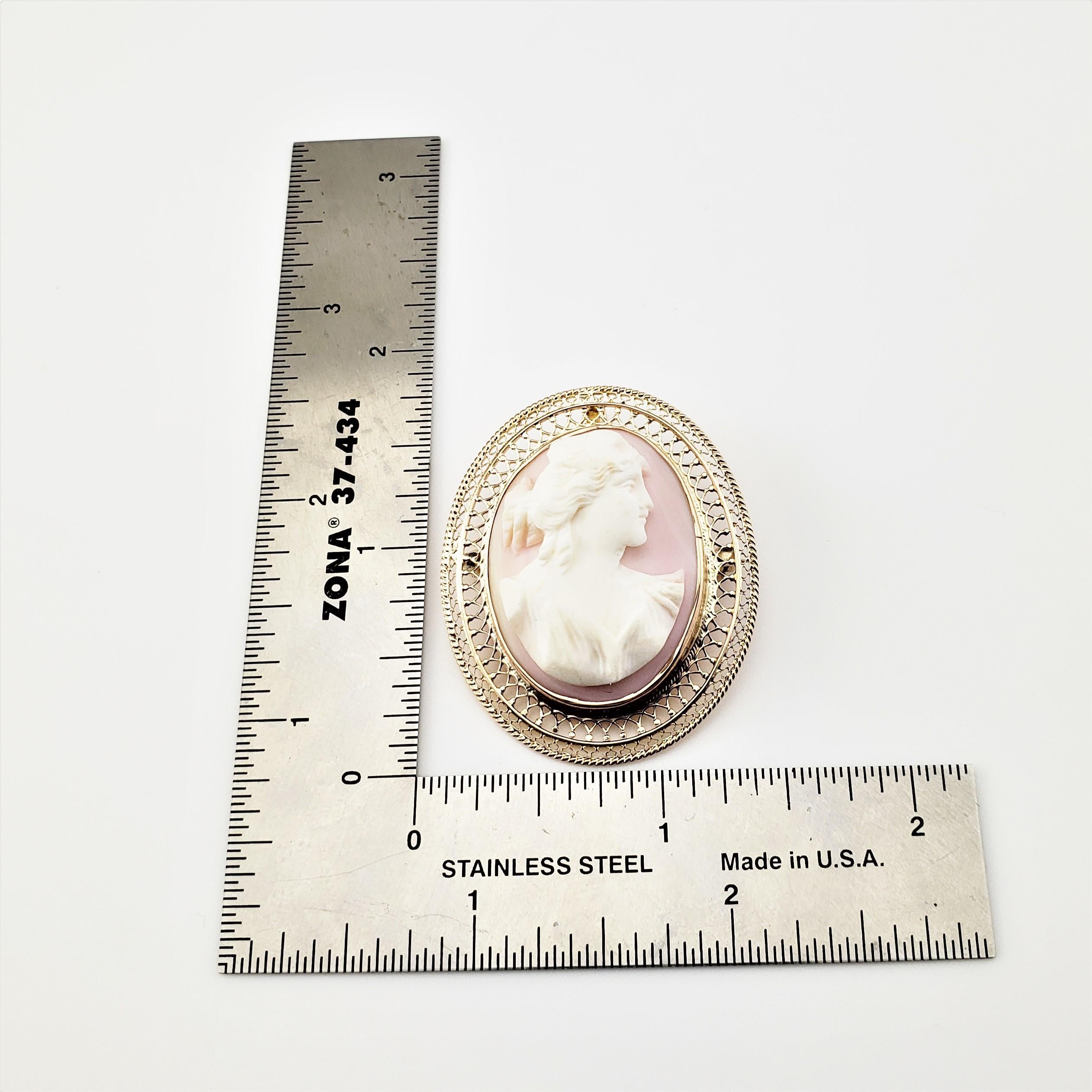 10 Karat Yellow Gold Pink Cameo Brooch/Pendant For Sale 3