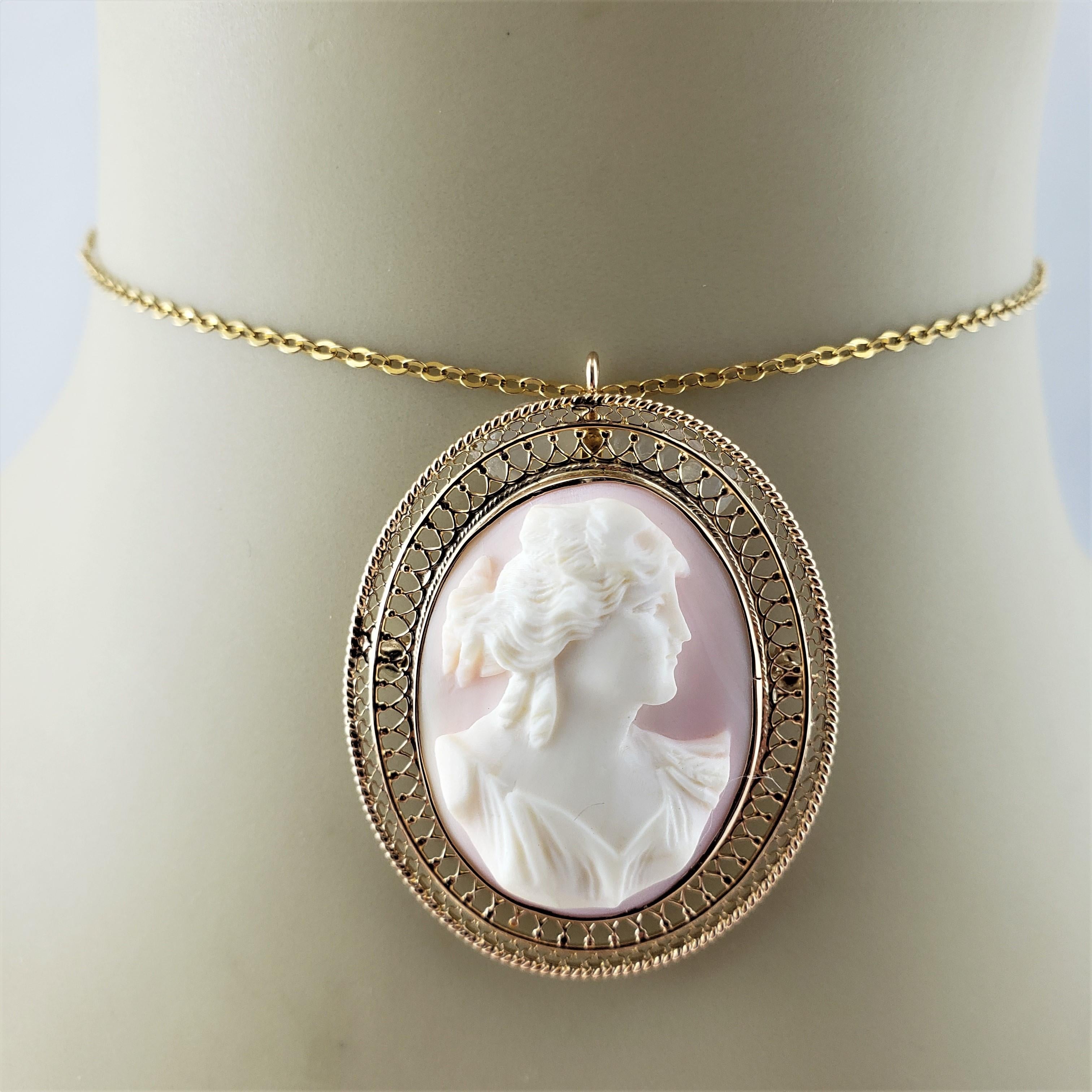 10 Karat Yellow Gold Pink Cameo Brooch/Pendant For Sale 4