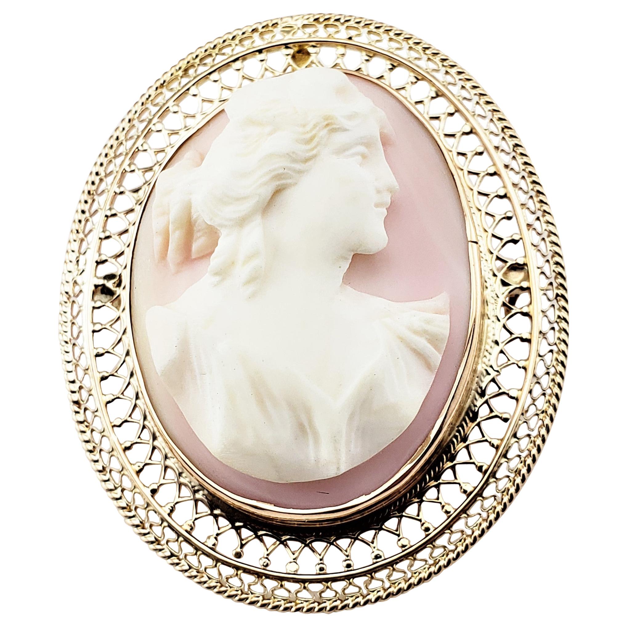 10 Karat Yellow Gold Pink Cameo Brooch/Pendant